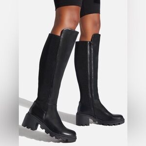 Shoe Dazzle Black Over-the-Knee Lug Sole Boots
